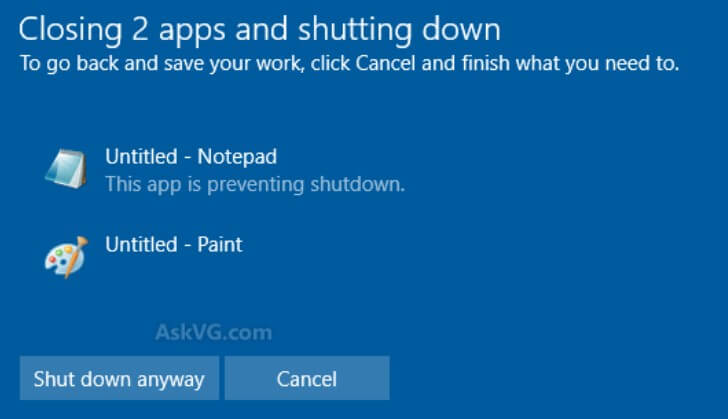 How to turn off the computer bypassing Force Shut Down or Closing App and Shut Down