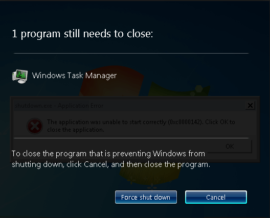 Force Shutdown confirmation message on Windows 7