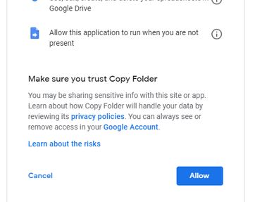 grant permission to Copy Google Drive to others with Google Drive Copy Folder