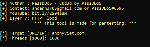 Download Tool DDOS PassDDoS 3.5 mạnh nhất 2020
