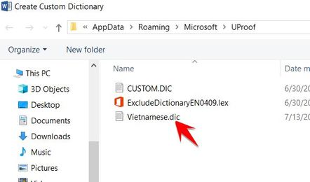 chọn file Vietnamese.dic