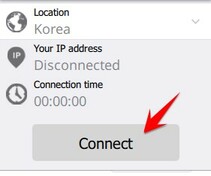 click Connect to connect to Korea VPN