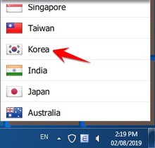 Next, click on Korea