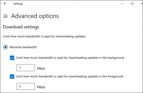 Giới hạn băng thông cho Windows Update