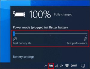 Change battery mode power mode windows 10