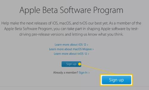sign up apple beta software program
