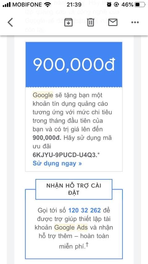 Tự tạo Coupon Google Ads