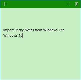 giao diện Sticky Notes windows 10