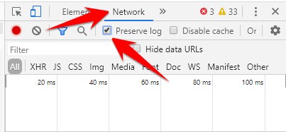Chrome network tab log