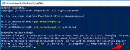 Reset lại Execution policy của PowerShell