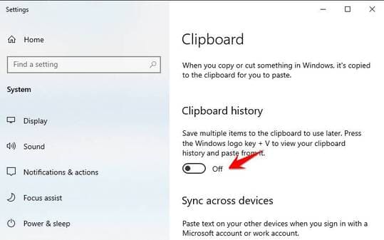 disable clipboard history