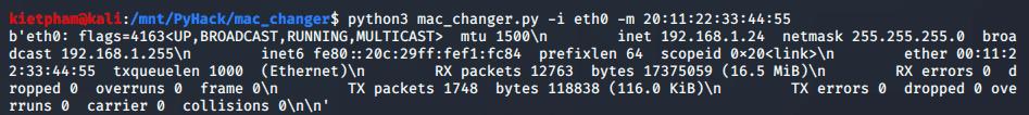 [PyHack] Bài 2: Kiểm tra MAC mà người dùng đã đổi xem đúng không