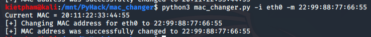 [PyHack]  Lesson 2: Check if the MAC that the user has changed is correct 23