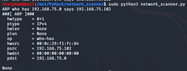 [PyHack]  Lesson 3: Network Scanner - Scan network information 55