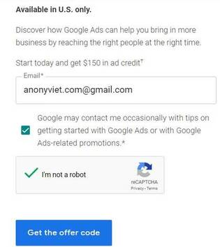 nhận miễn phí 150$ Google Ads Credit để chạy quảng cáo