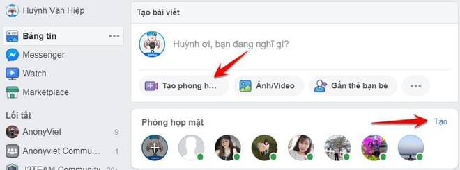 tạo phòng chat messenger rooms