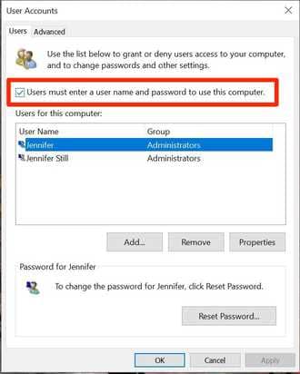 Instructions to delete Password Windows login