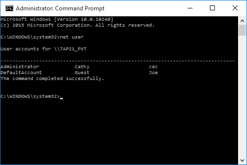 Use net user command to remove Windows Password