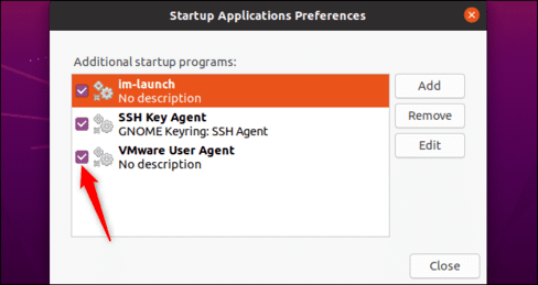 Startup Applications Preferences