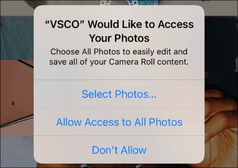 Giới hạn quyền truy cập của ứng dụng vào Photos