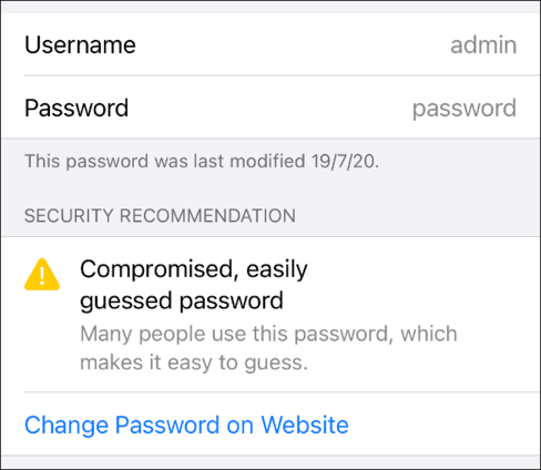 Change Password on Website