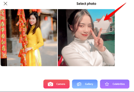 Choose a photo of the face you need to combine ao dai