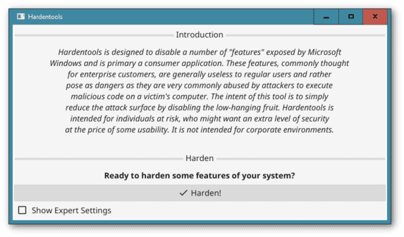 Hardentools: công cụ giúp vô hiệu hóa các tính năng nguy hiểm trên Windows 10