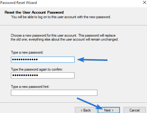 Reset the User Account Password