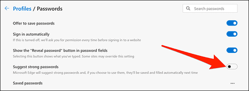 Cách Bật/Tắt Trình tạo mật khẩu trong Microsoft Edge