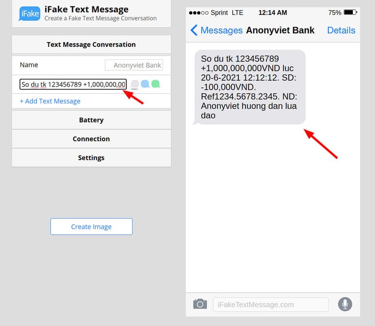 Text Message Conversation giả mạo tin nhắn sms