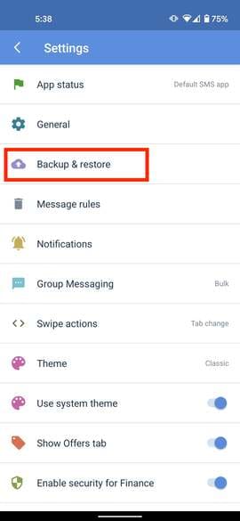 Backup & Restore android sms messages