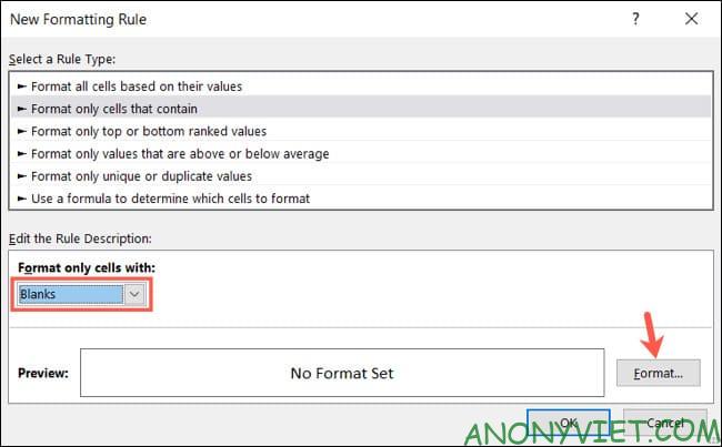 Cách đánh dấu khoảng trống hoặc lỗi trong Microsoft Excel 12