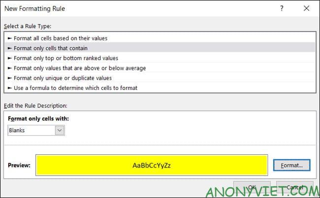 Cách đánh dấu khoảng trống hoặc lỗi trong Microsoft Excel