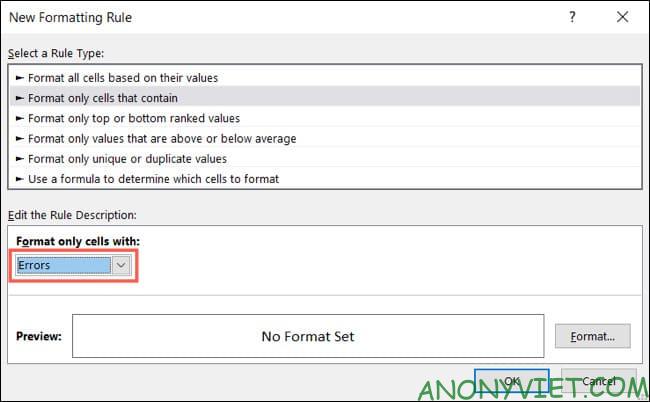 Cách đánh dấu khoảng trống hoặc lỗi trong Microsoft Excel 20
