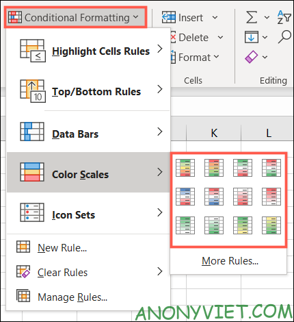 Quickly apply conditional formatting color scale