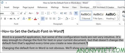 How to change the default font in Word