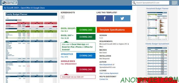 5 trang web tải template Excel miễn phí tốt nhất 100