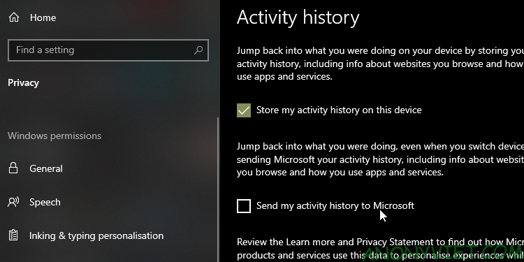 How to view and delete activity history on Windows 10/Windows 11 11