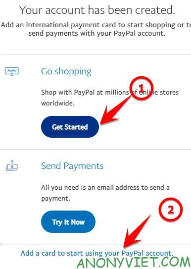 Add a card to start using your Paypal account