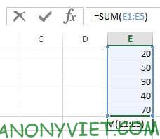 sử dụng hàm SUM Excel