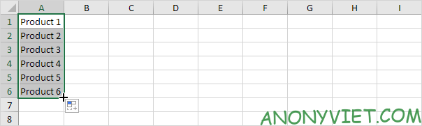 AutoFill tên sản phẩm Excel