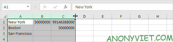 AutFit nhiều cột Excel