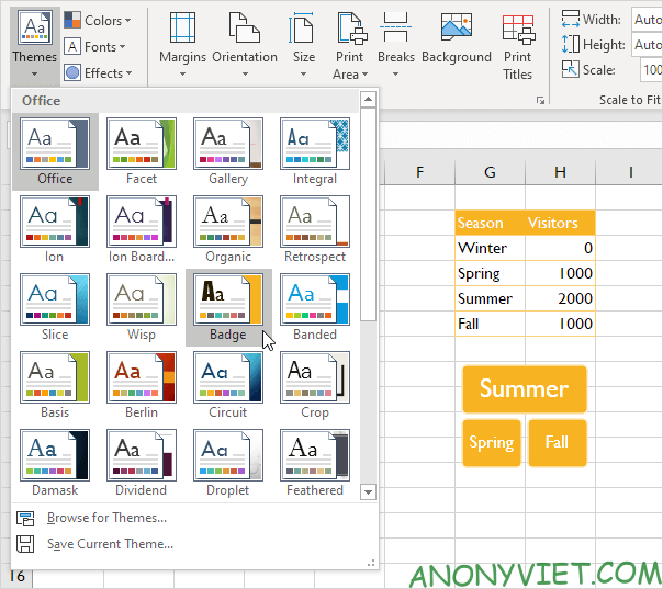 Bài 27: Cách sử dụng Themes trong Excel 14