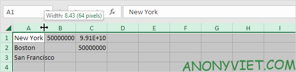 Chỉnh chiều rộng của tất cả các cột Excel