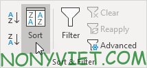 Chọn Sort Excel