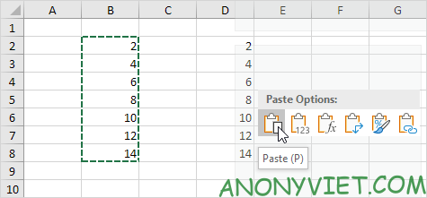 Paste 1 Excel range