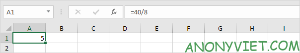 Phép chia thông thường Excel