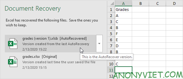 Bài 29: Cách sử dụng AutoRecover trong Excel 102