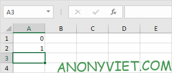 Write the value 0 and 1 in cells A1 and A2 in Excel order