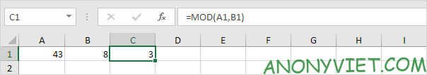 Hàm MOD Excel